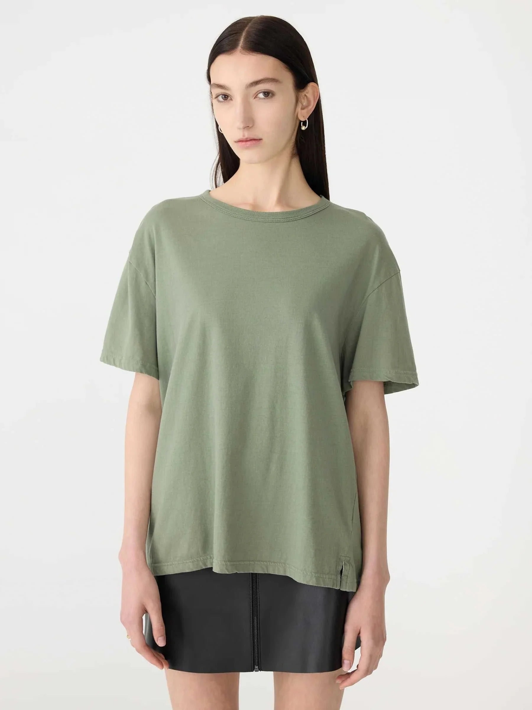 Bassike Boyfriend Heritage T Shirt Dark Sage