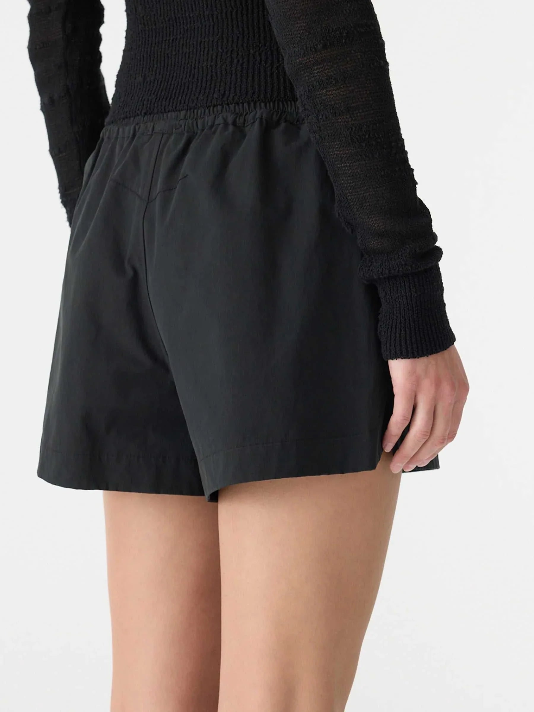 Bassike Crushed Cotton Running Short Black