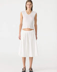Bassike Crushed Cotton Gathered Skirt Natural