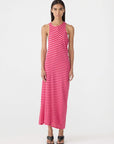 Bassike Stripe Asymmetric Tank Dress Red Pink
