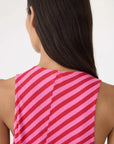 Bassike Stripe Asymmetric Tank Dress Red Pink