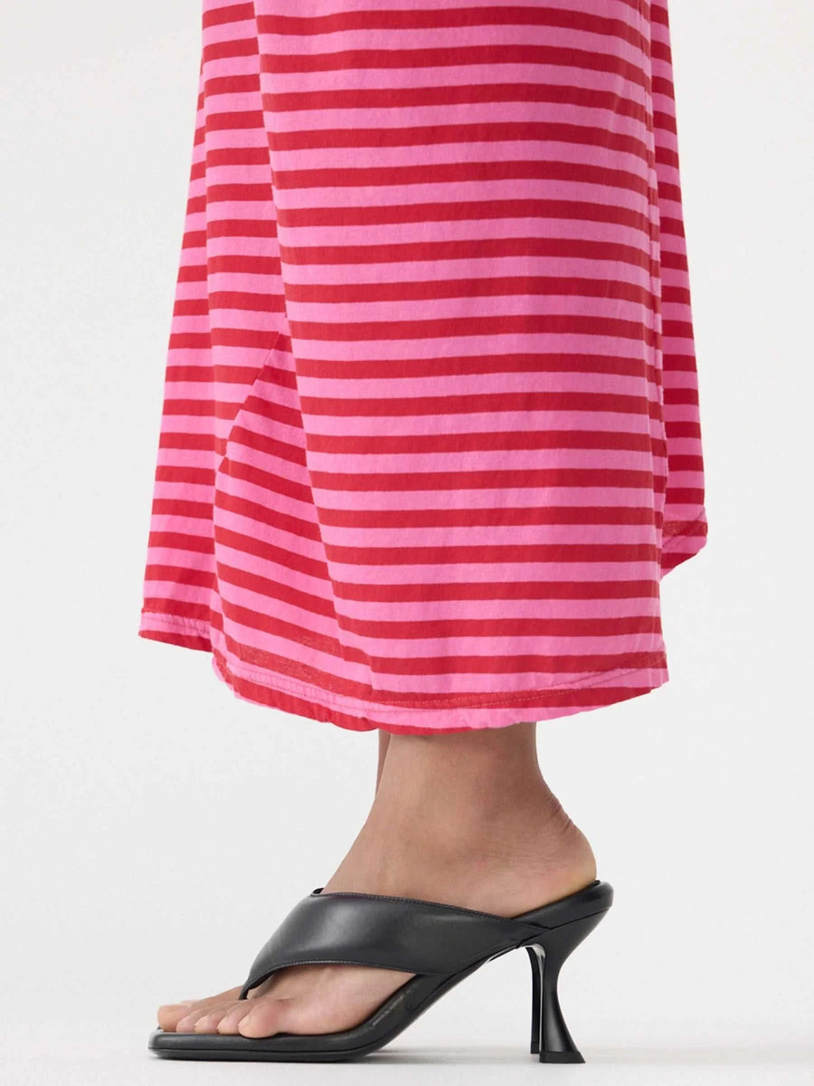 Bassike Stripe Asymmetric Tank Dress Red Pink