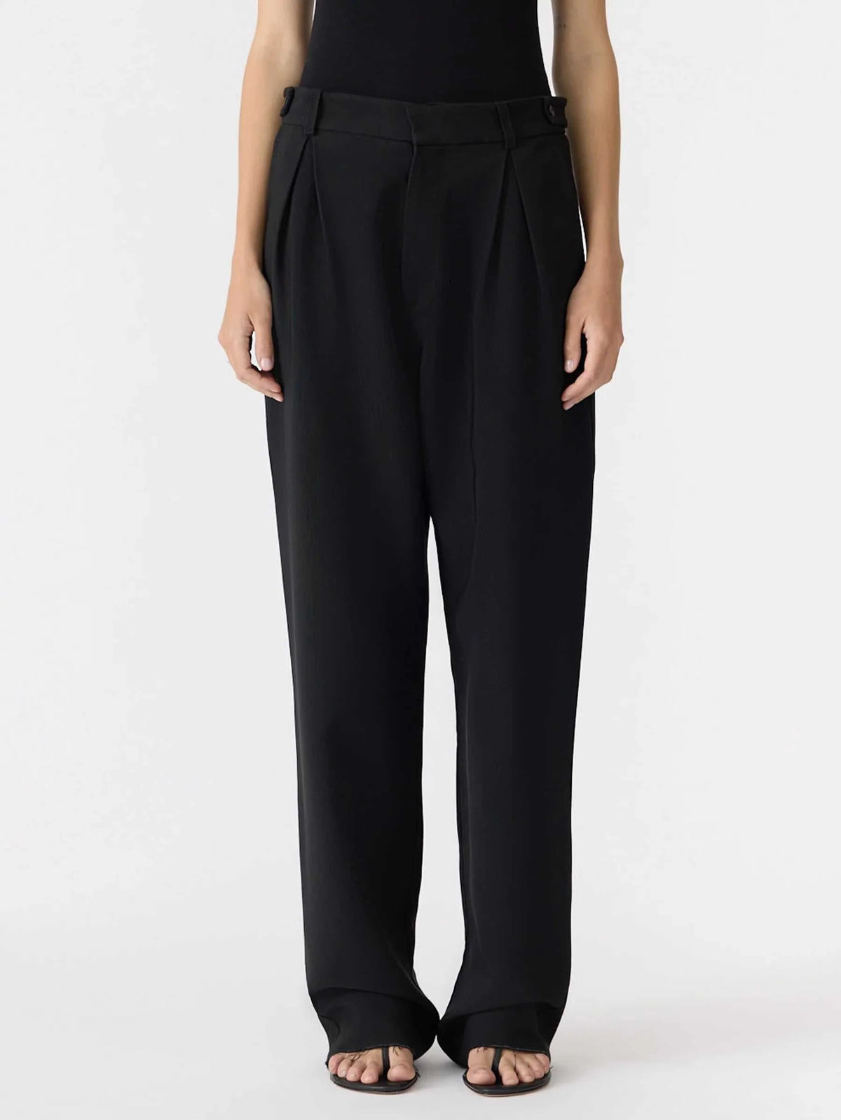 Bassike Box Pleat Tailored Pant Black