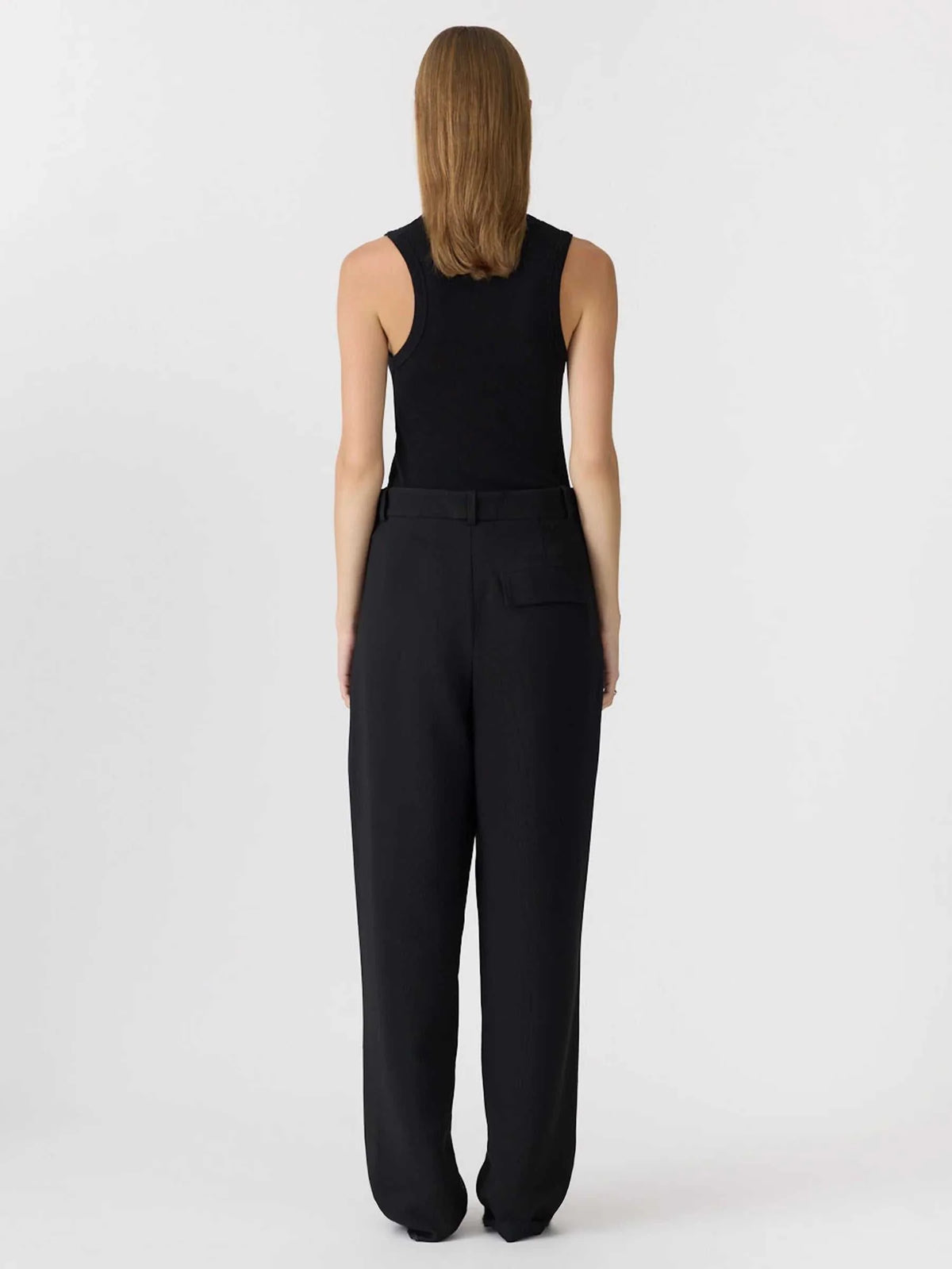 Bassike Box Pleat Tailored Pant Black