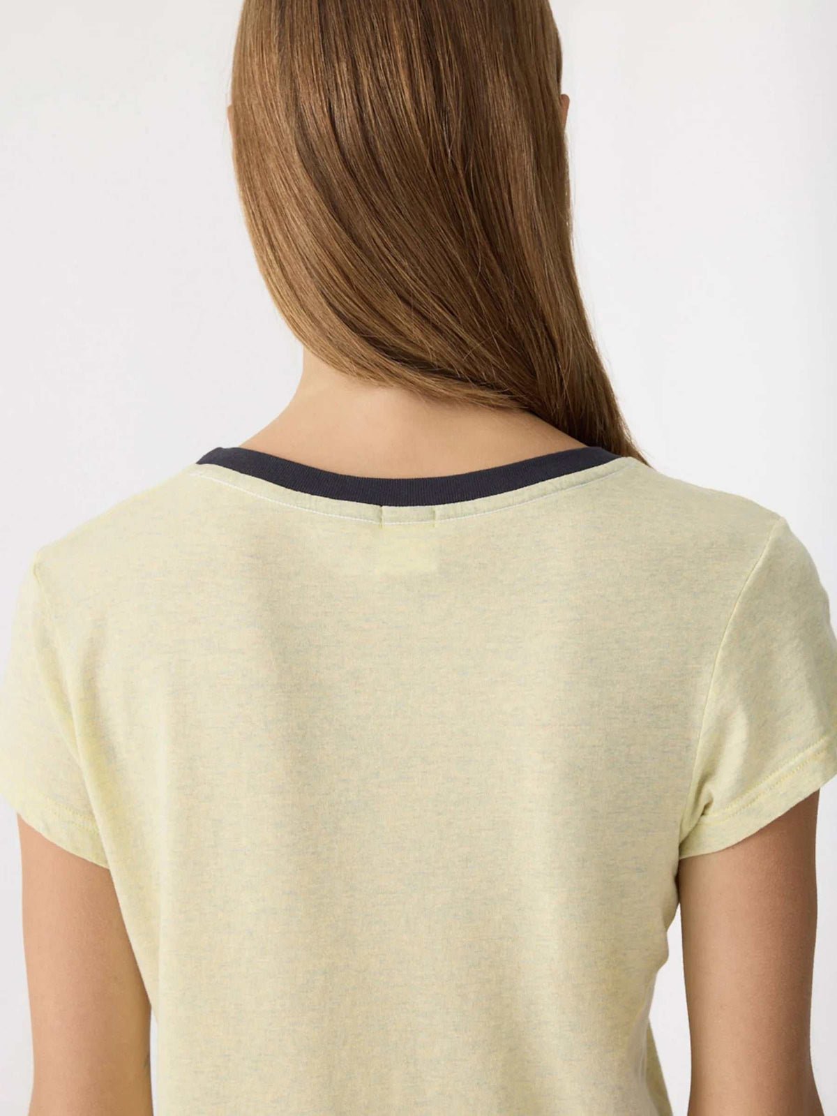 Bassike Vintage Baby T Shirt Yellow Marl Navy