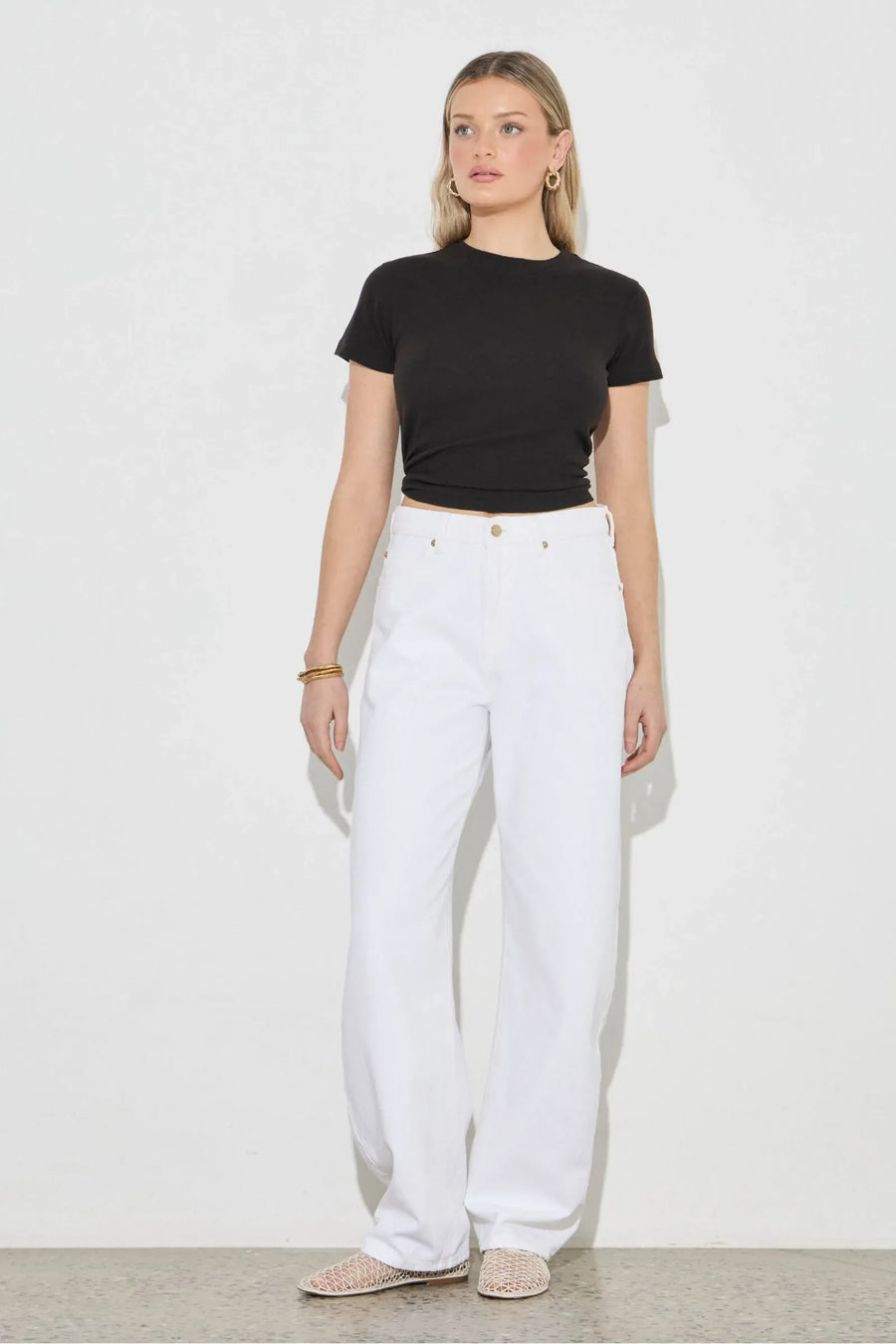 Rollas Arc Barrel Jean White Gold