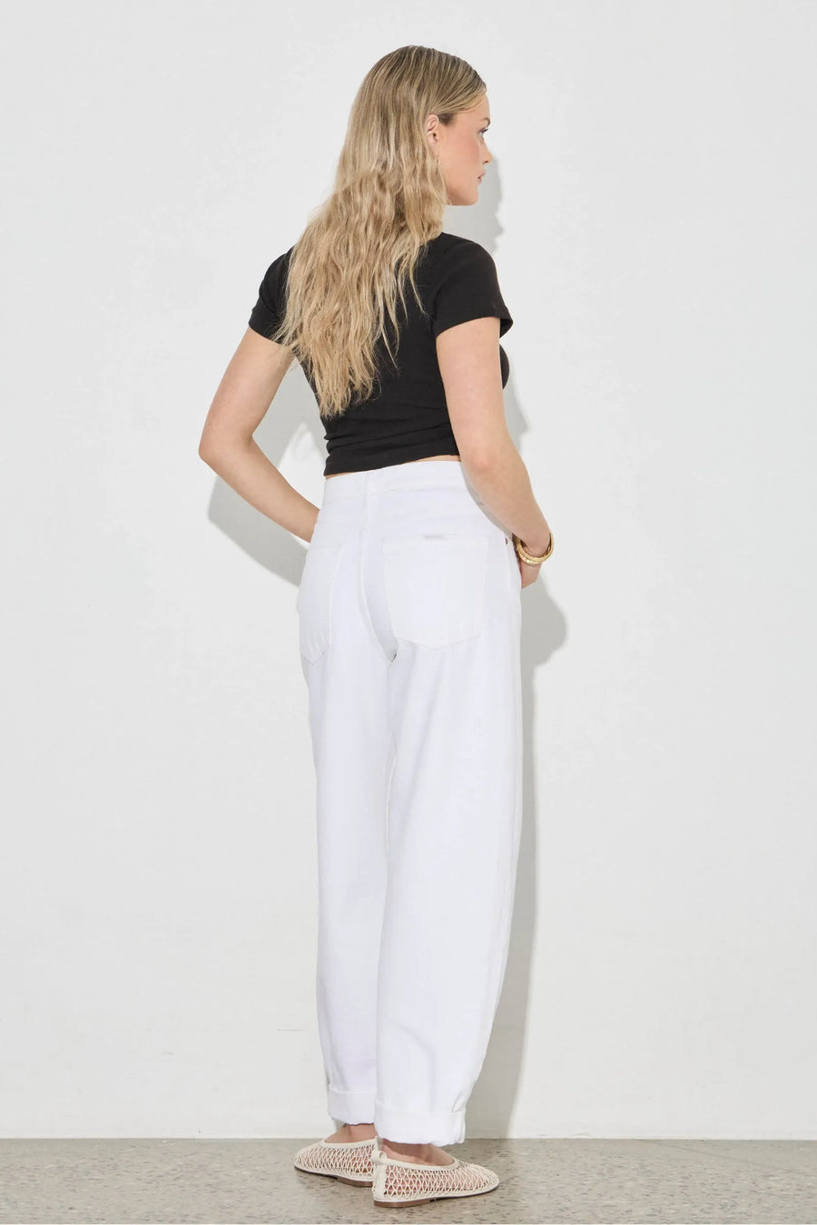 Rollas Arc Barrel Jean White Gold