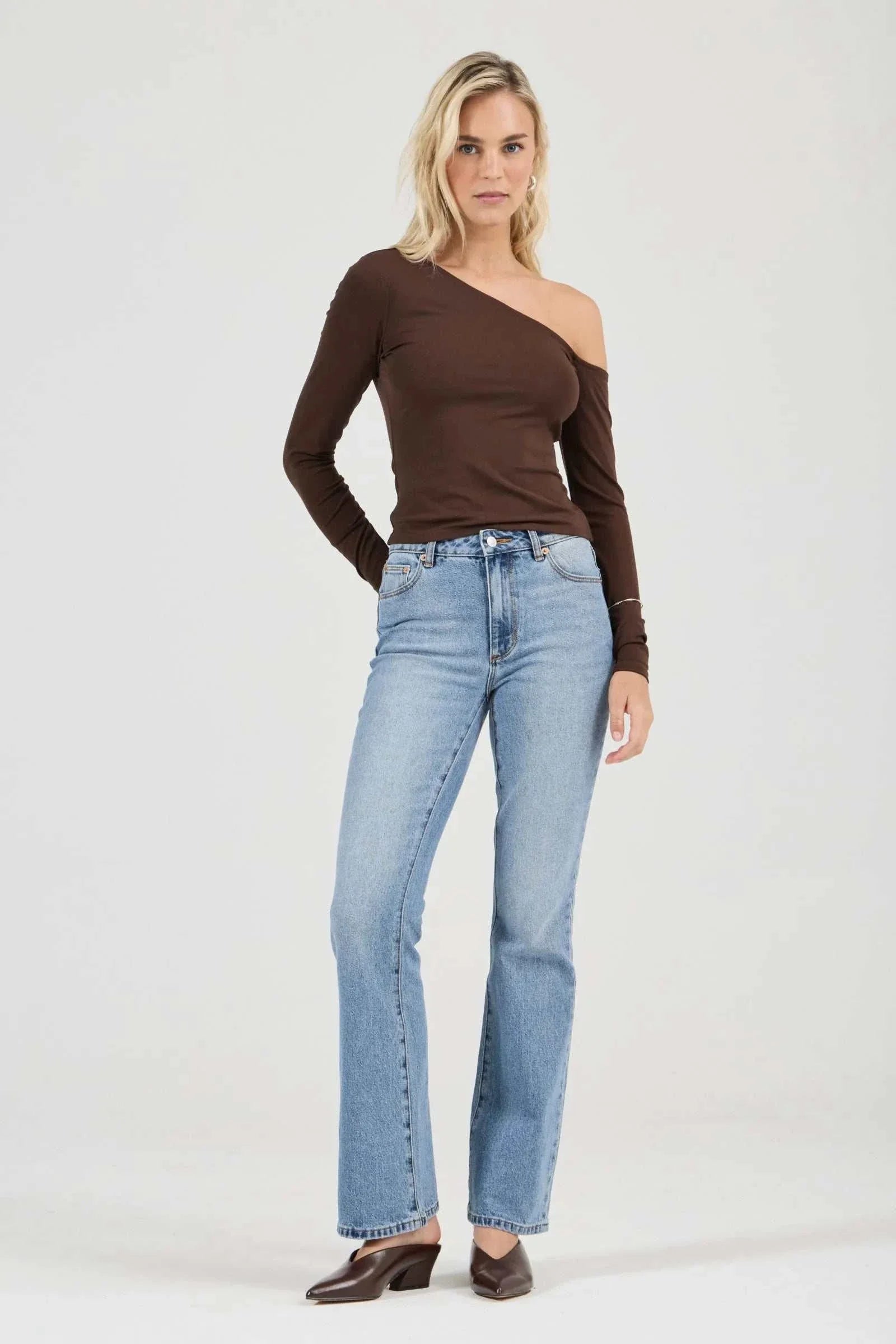 Rollas Natasha Off Shoulder Top Espresso