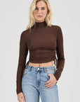 Rollas Selena Rouched Long Sleeve Top Espresso