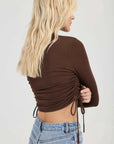Rollas Selena Rouched Long Sleeve Top Espresso