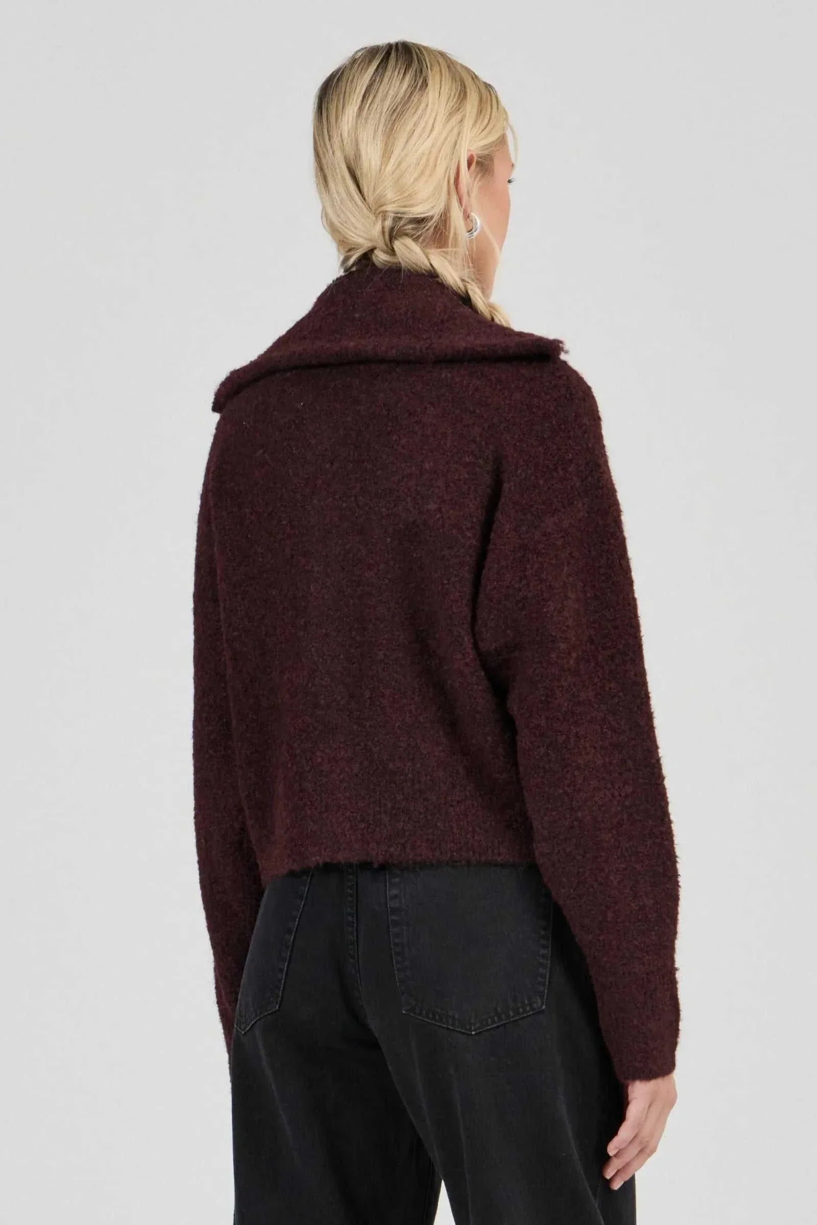 Rollas Loom Cardigan Dark Cherry