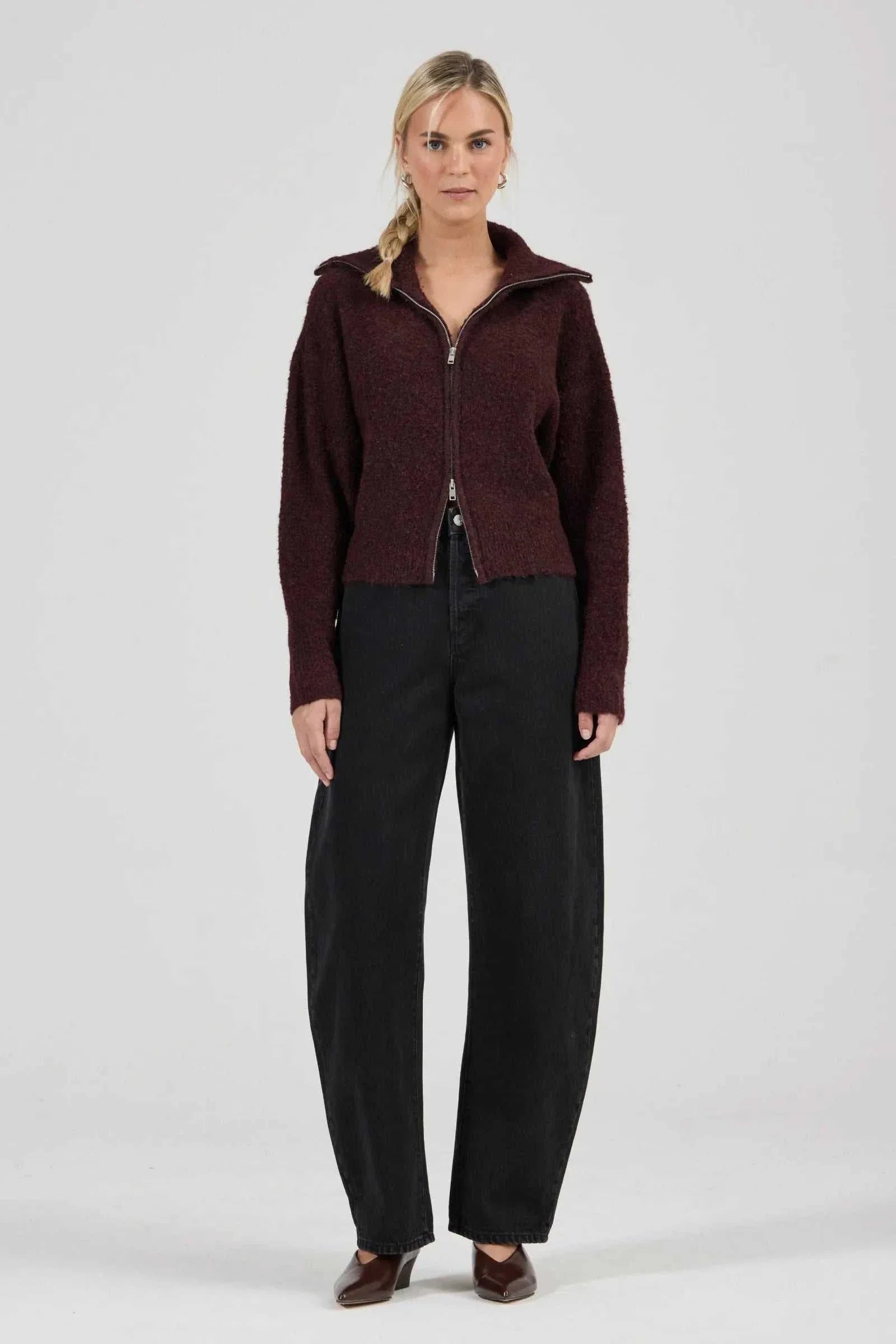 Rollas Loom Cardigan Dark Cherry
