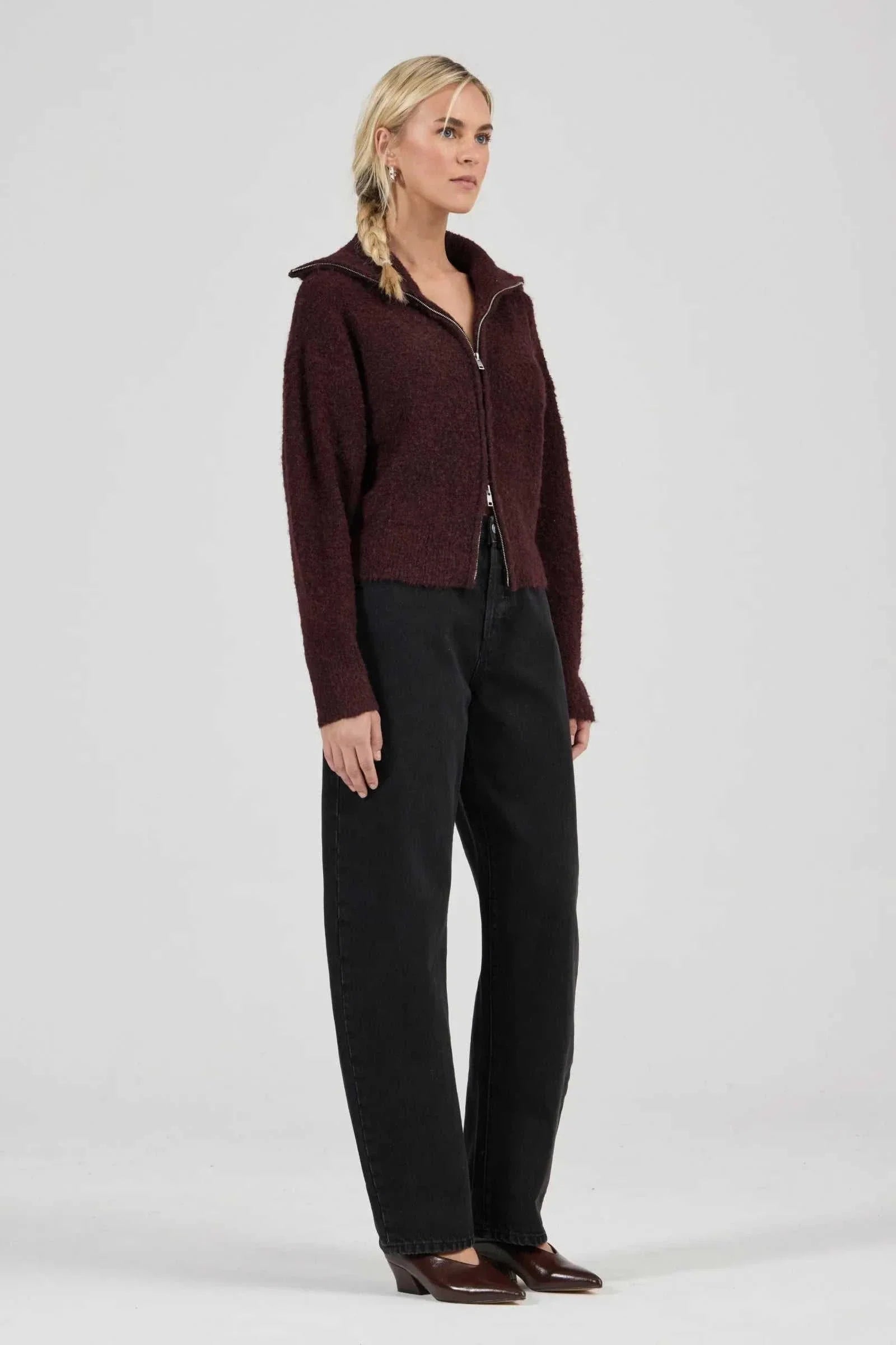 Rollas Loom Cardigan Dark Cherry