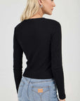 Rollas Pointelle Classic Long Sleeve Top Black
