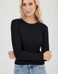 Rollas Pointelle Classic Long Sleeve Top Black