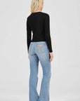 Rollas Pointelle Classic Long Sleeve Top Black