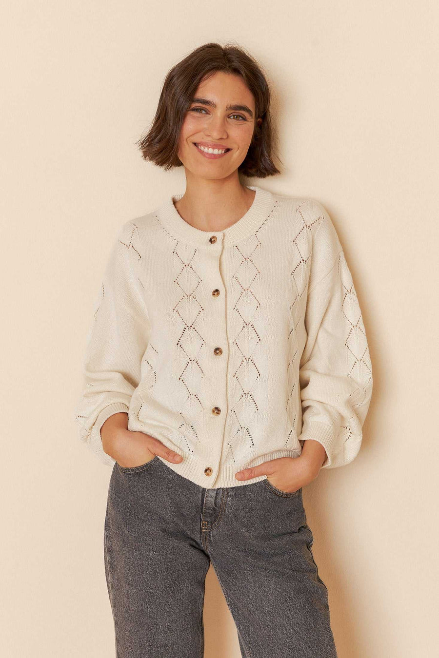 Indi and Cold 0 Blanco Cardigan