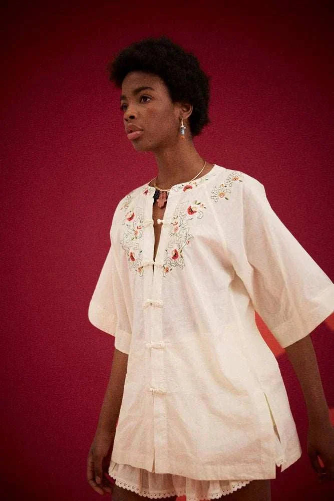 Kinga Csilla Reka Embroidered Berry Shirt