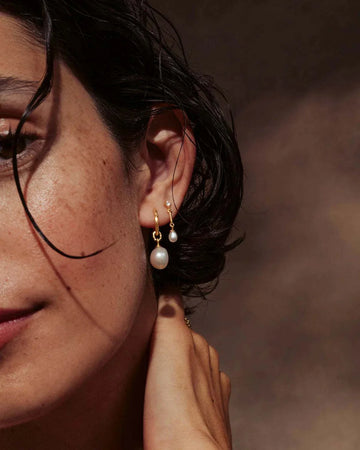 By Charlotte 18k Gold Vermeil Embrace Stillness Pearl Hoops