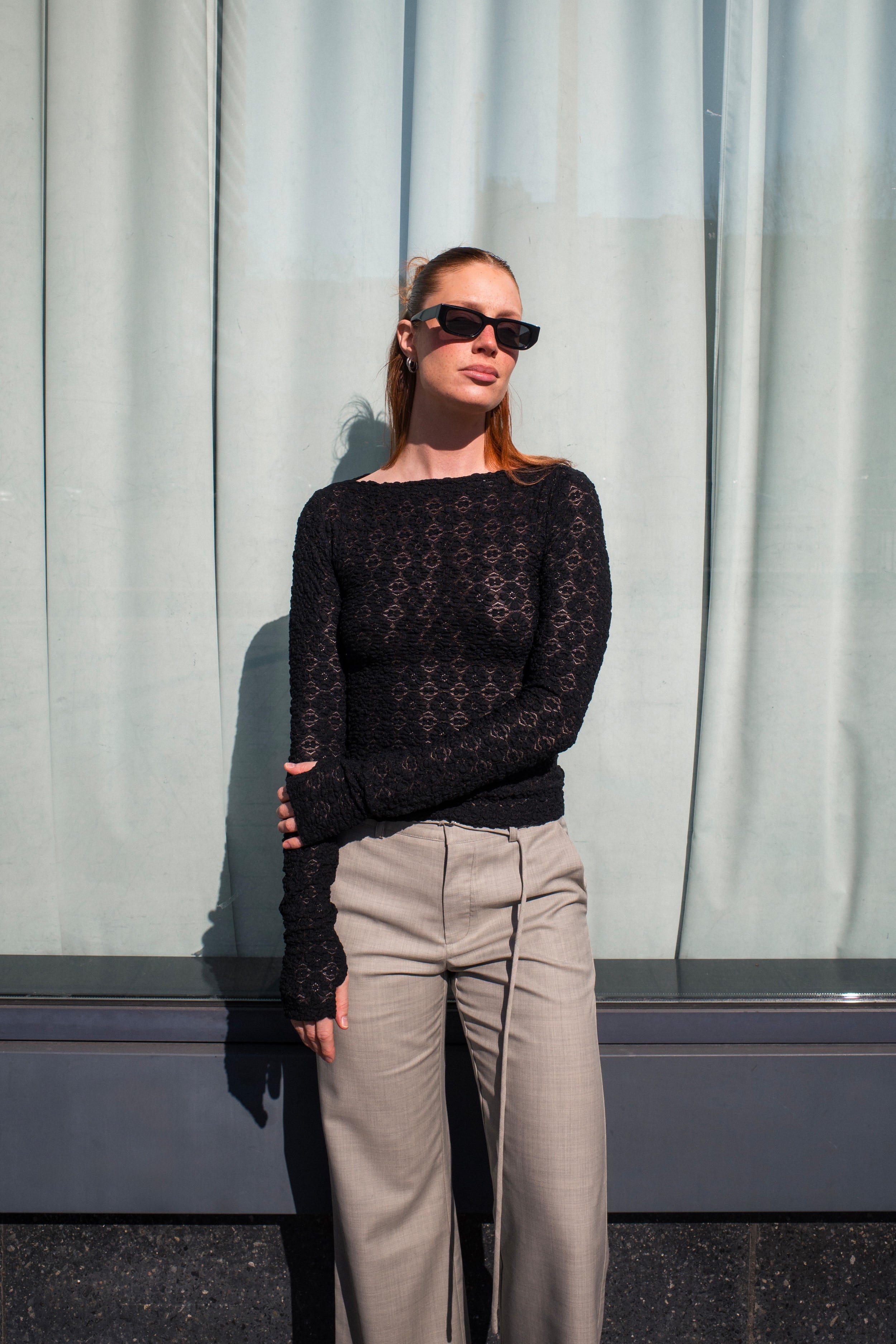 Rowie Samantha Clover Lace Top Noir