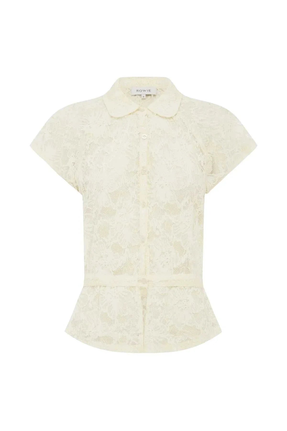 Rowie Allie Peplum Blouse Bone