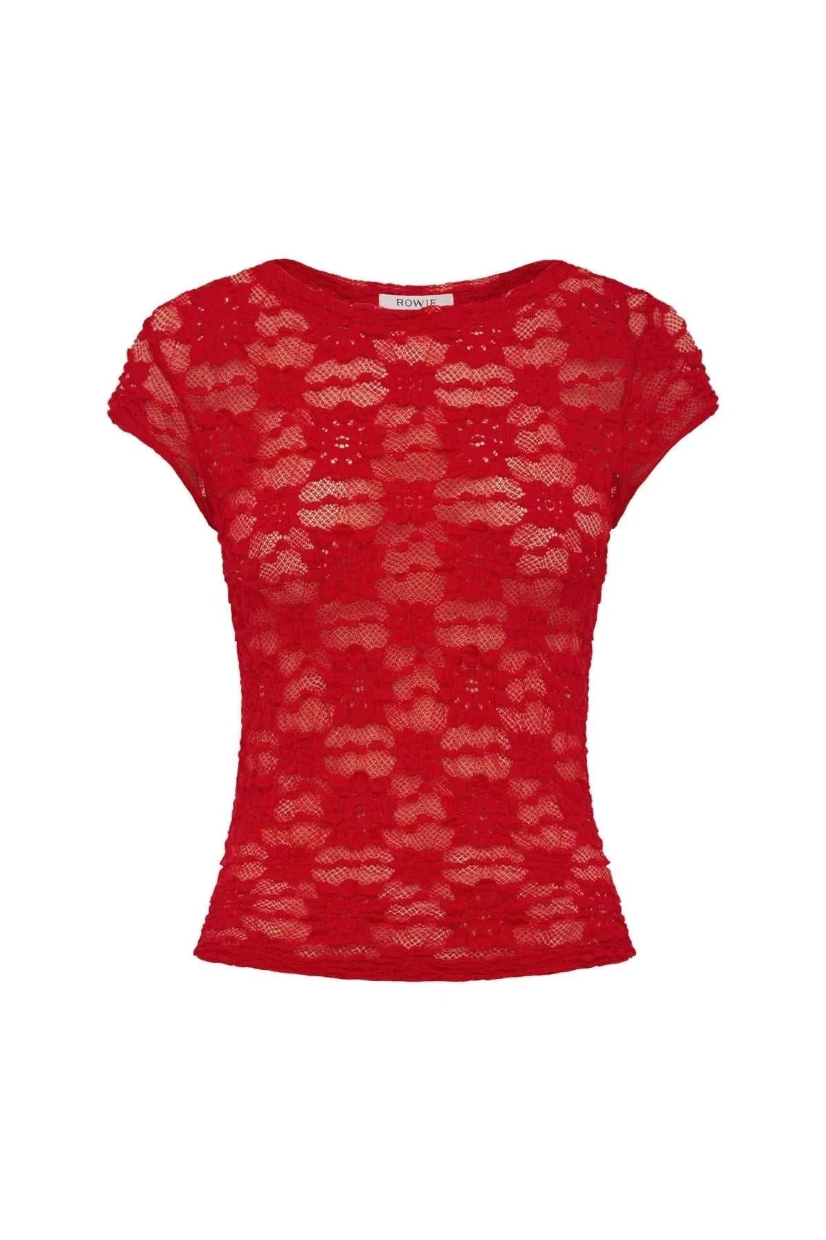 Rowie Galo Sunflower Lace Tee Flame Red