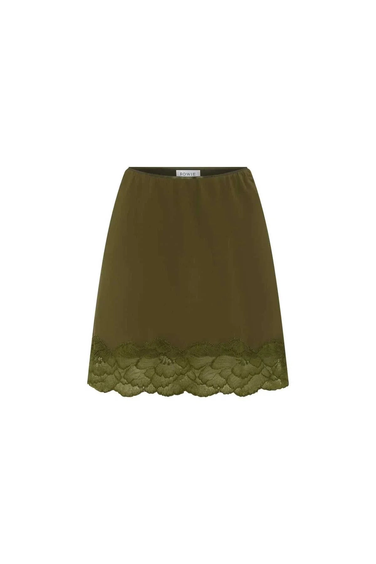 Rowie Marina Silk Mini Skirt Olive