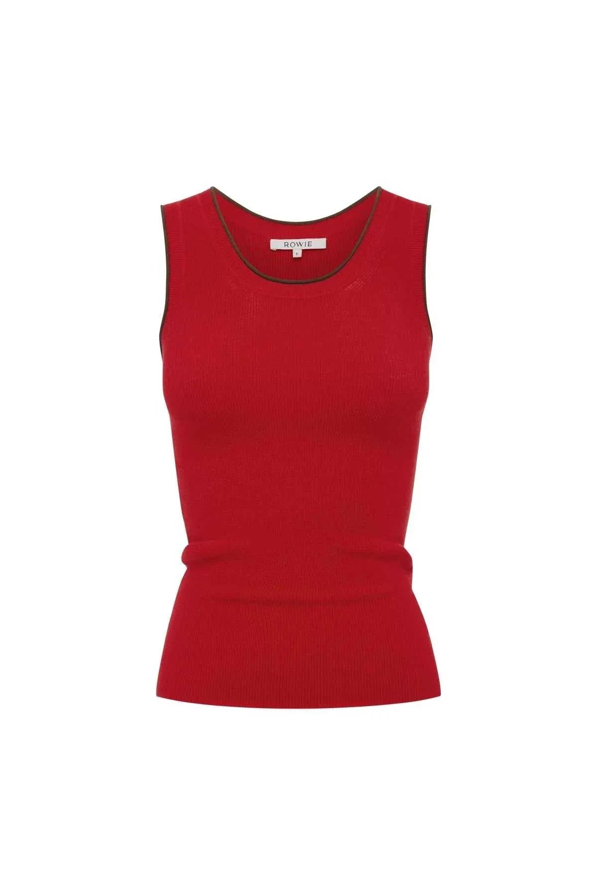 Rowie Zoe Contrast Knit Tank Flame Red