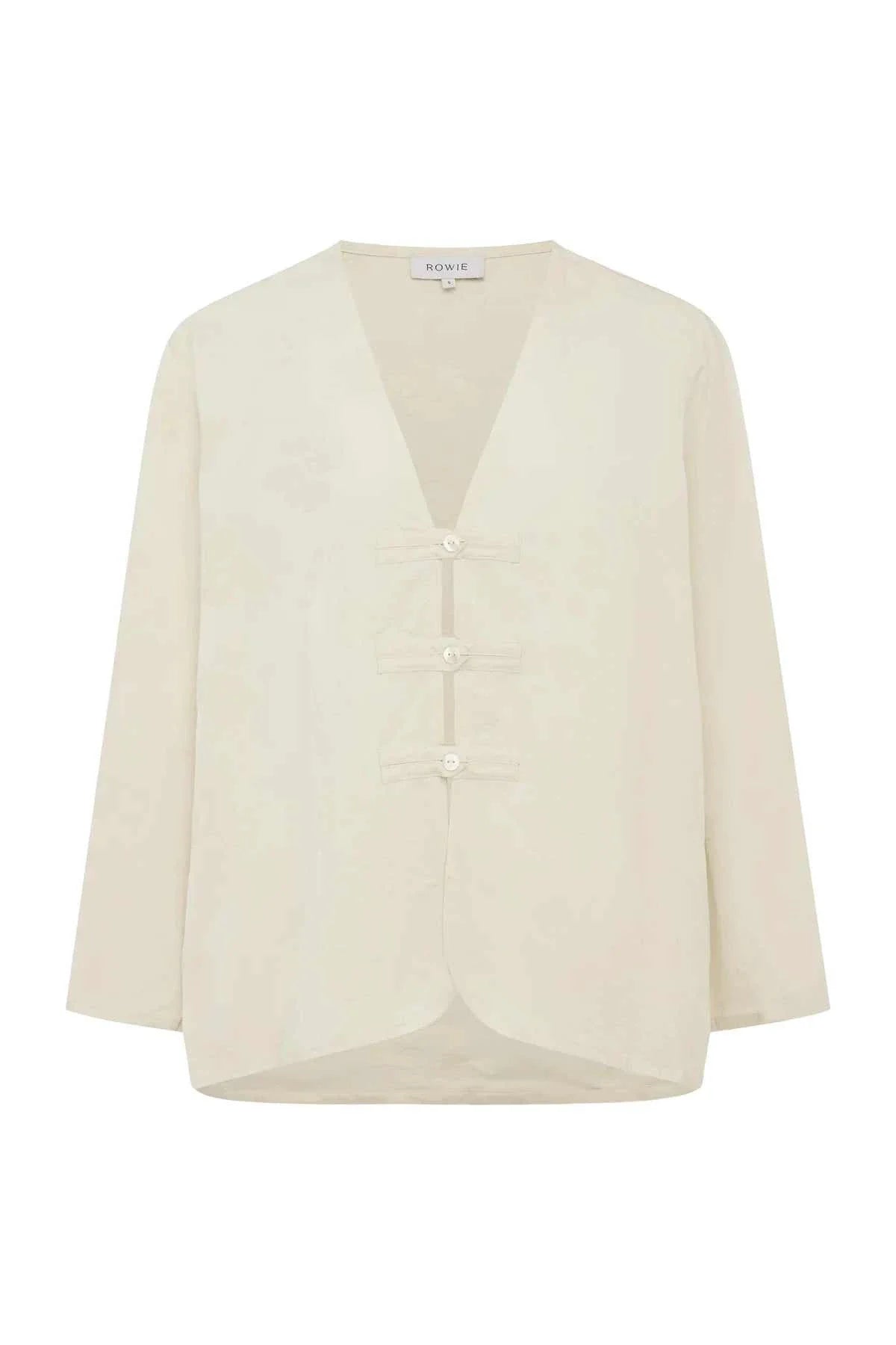Rowie Atta Jacquard Tang Shirt Ivory Floral