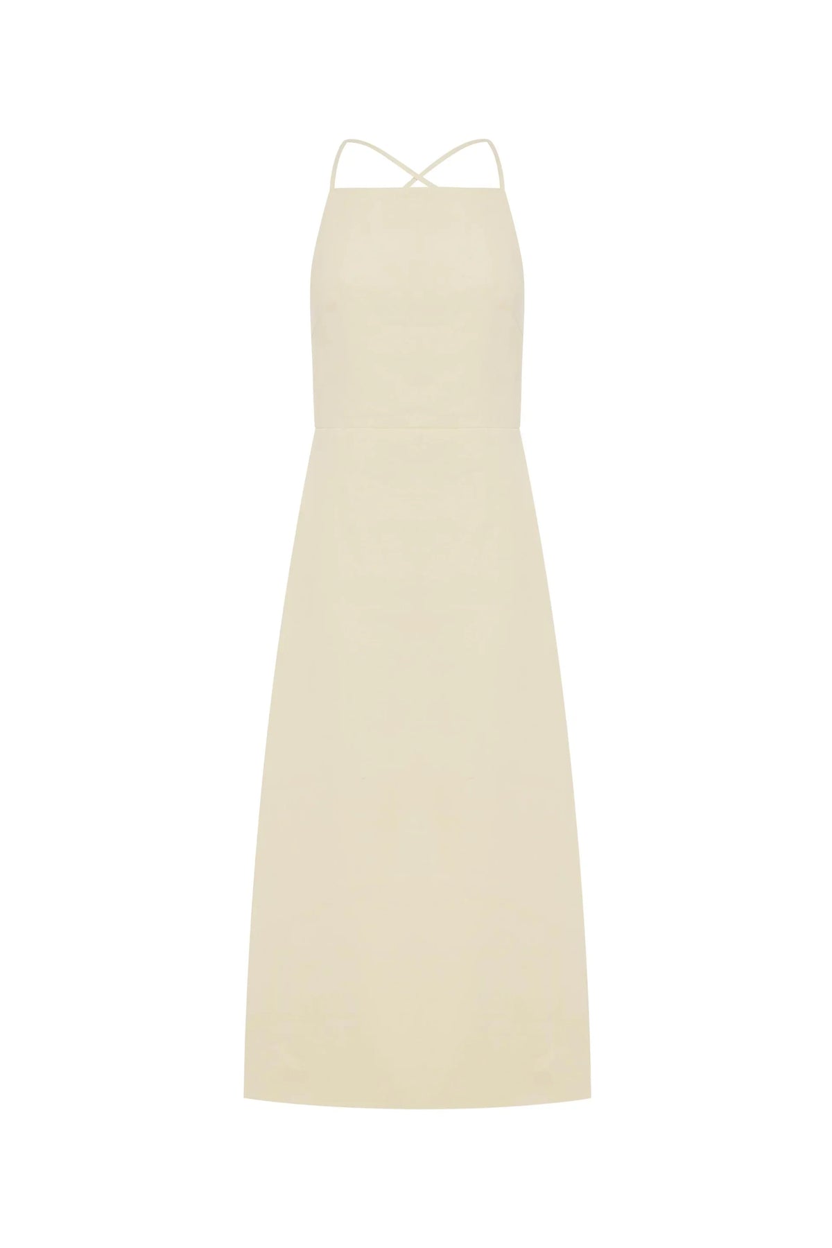 Rowie Lucia Linen Midi Dress Butter Creme