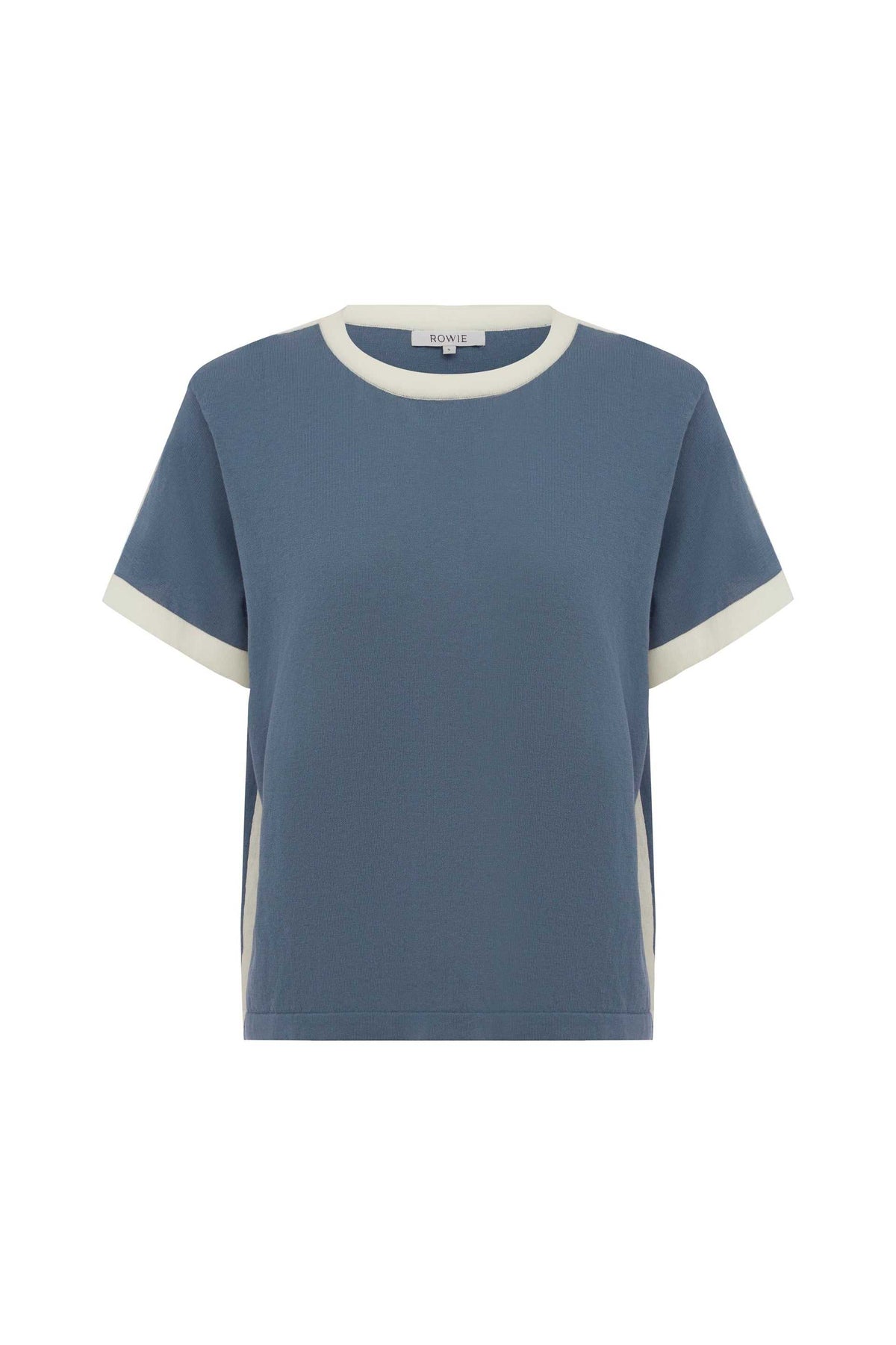 Rowie Rania Contrast Knit Tee Chalk Blue