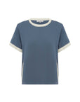 Rowie Rania Contrast Knit Tee Chalk Blue