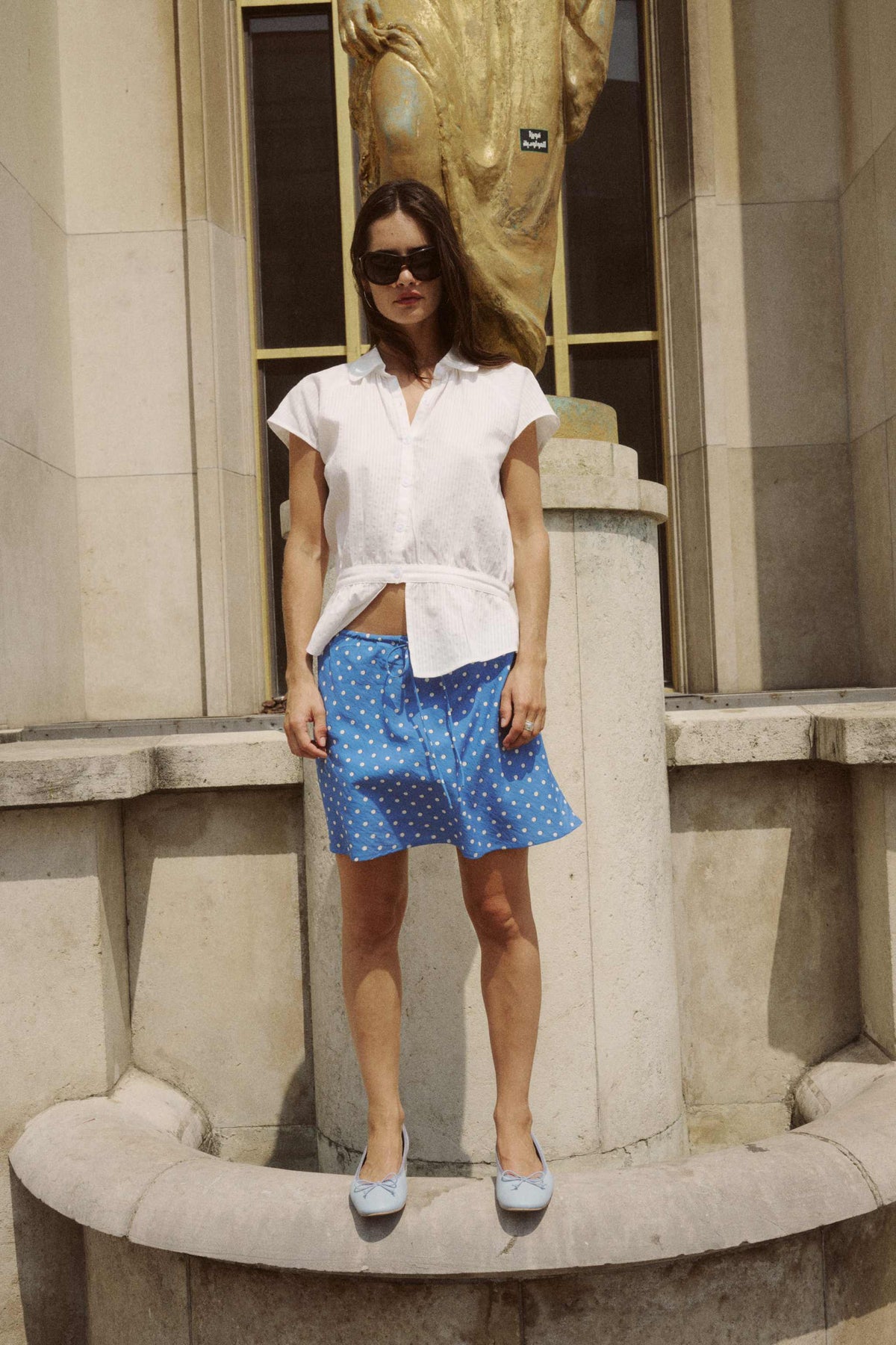 Rowie Allie Peplum Blouse Bone