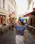 Rowie Rania Contrast Knit Tee Chalk Blue
