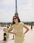 Rowie Galo Wildflower Lace Tee Lemon