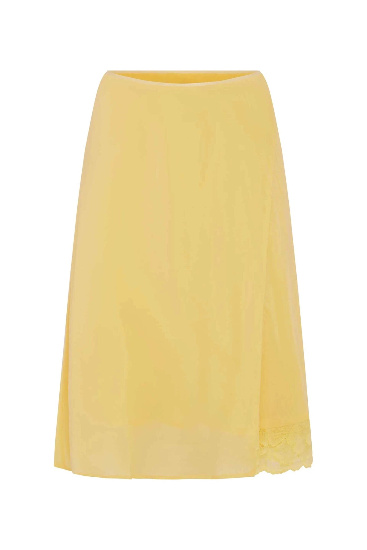Rowie Tessa Silk Midi Skirt Lemon