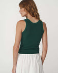 Rowie Zoe Contrast Knit Tank Bottle Green