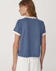 Rowie Rania Contrast Knit Tee Chalk Blue