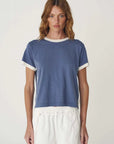 Rowie Rania Contrast Knit Tee Chalk Blue