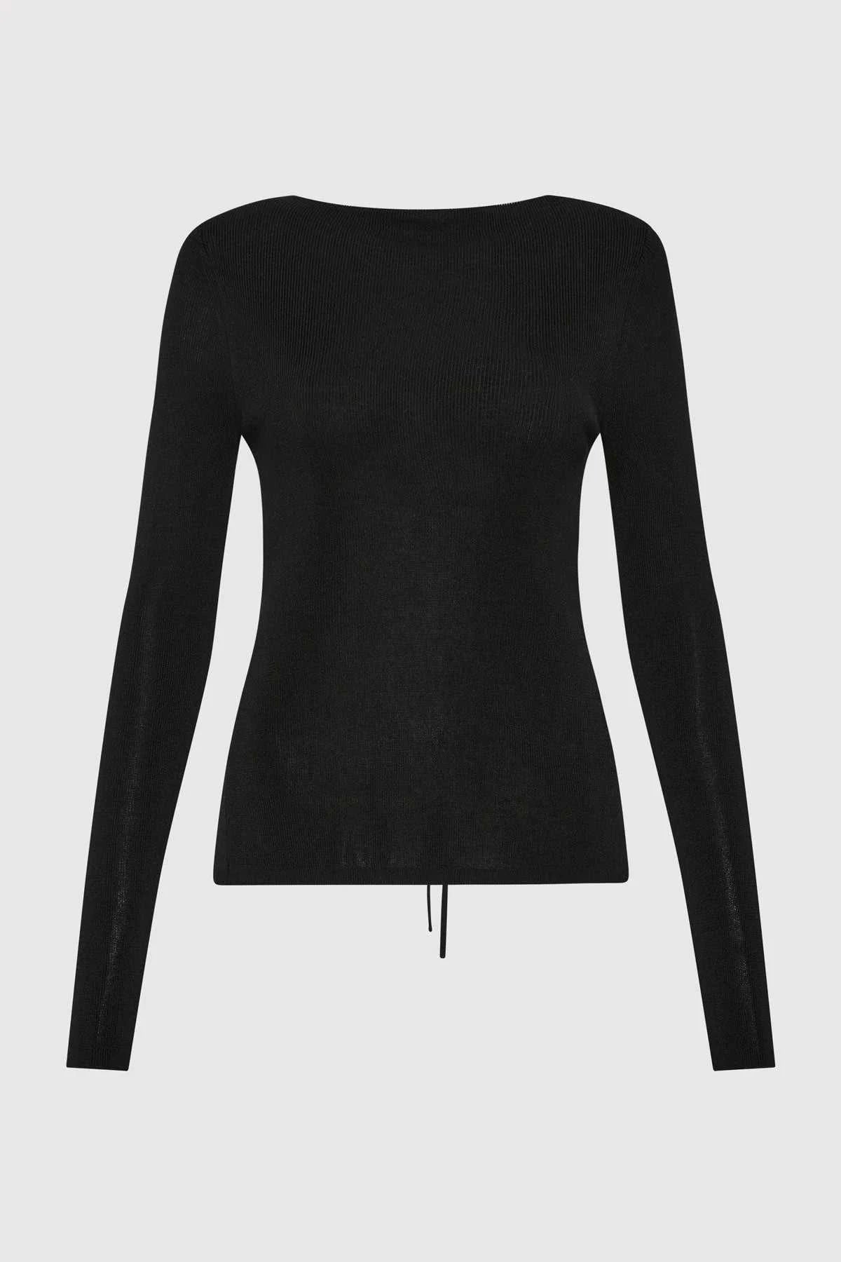 St Agni Rouleau Tie Reversible Knit Top Black