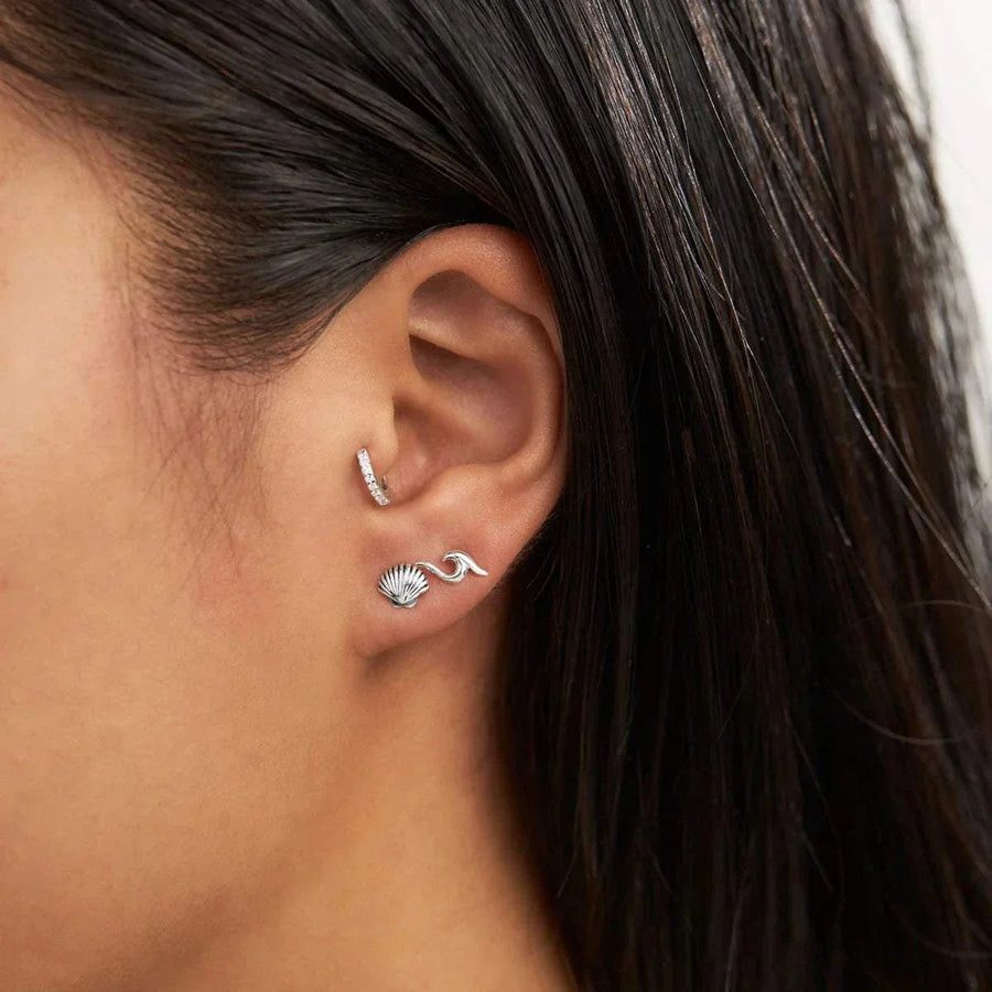 Midsummer Star Dainty Wave Studs Silver