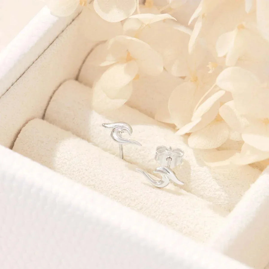 Midsummer Star Dainty Wave Studs Silver