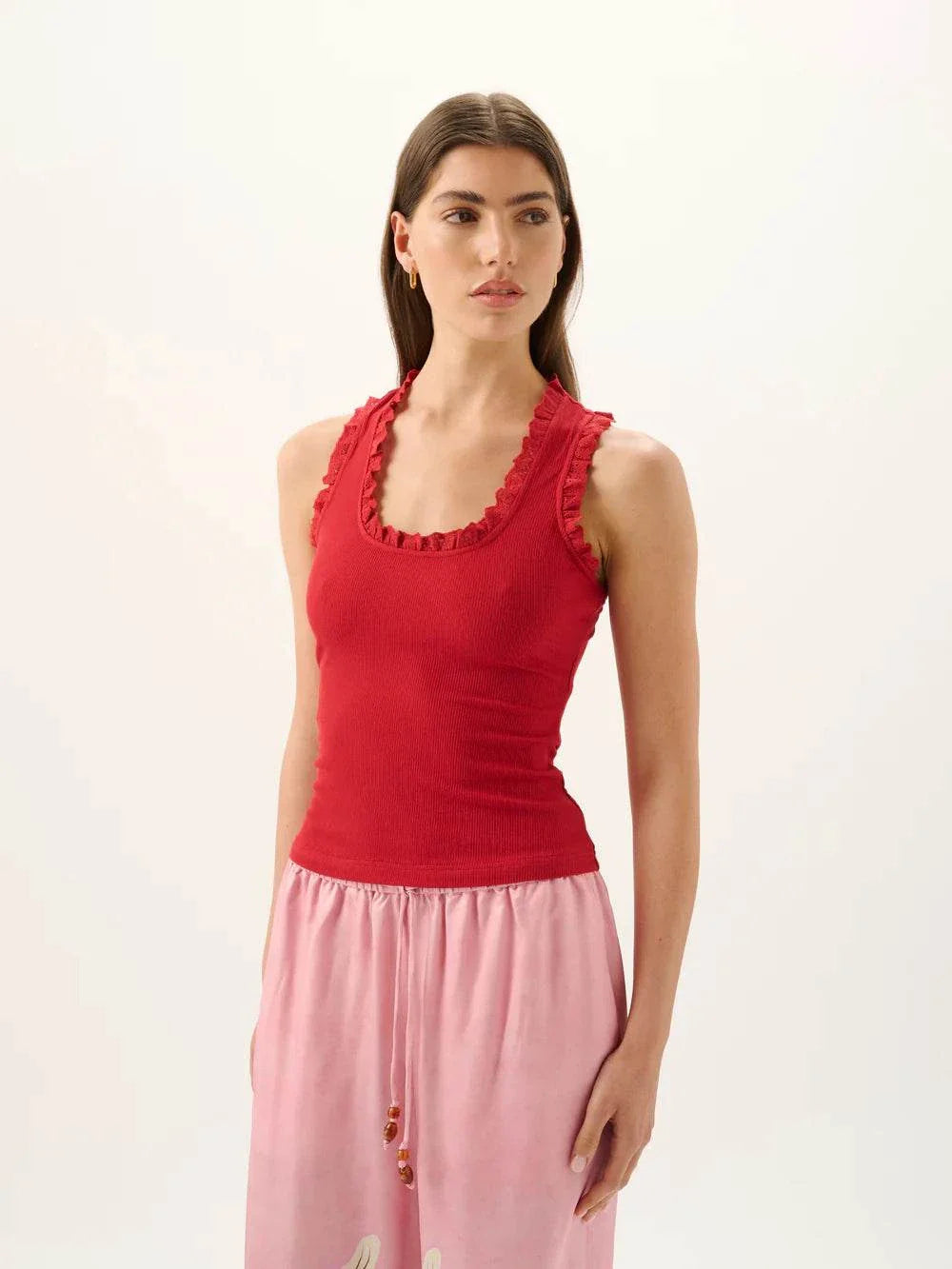 Roame Lucy Rib Tank Pomegranate