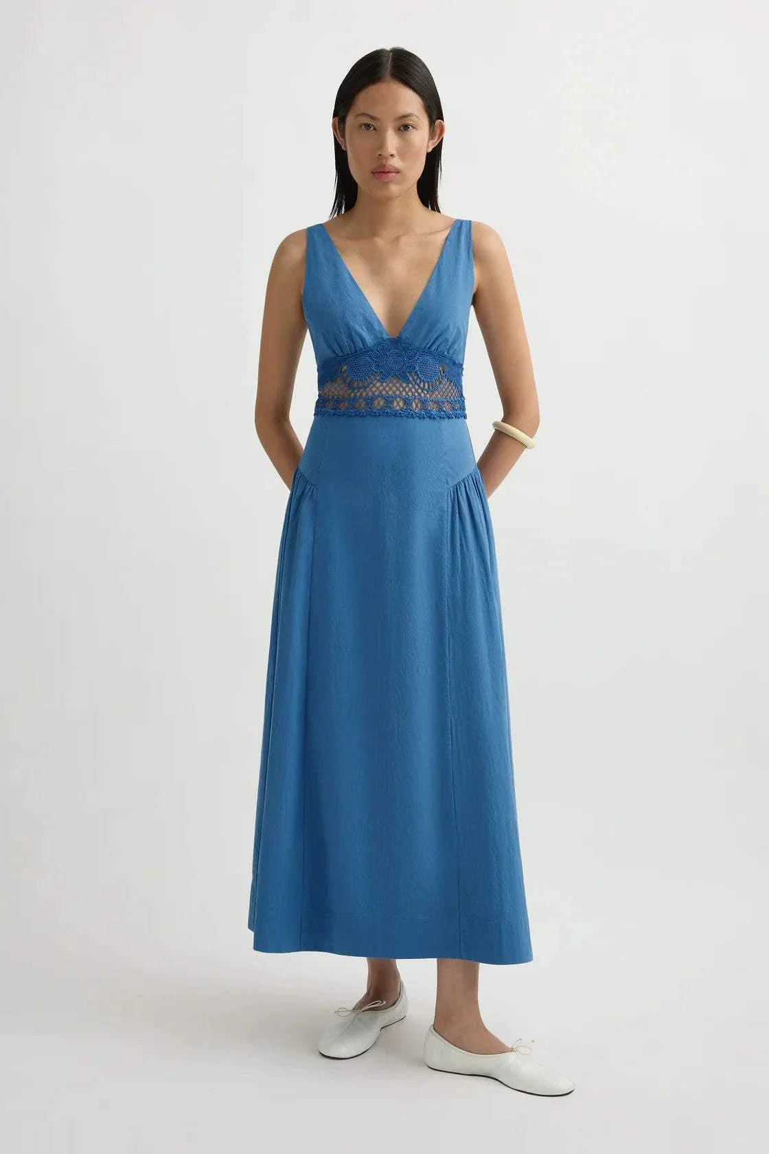 Posse Veda V Neck Dress Azure
