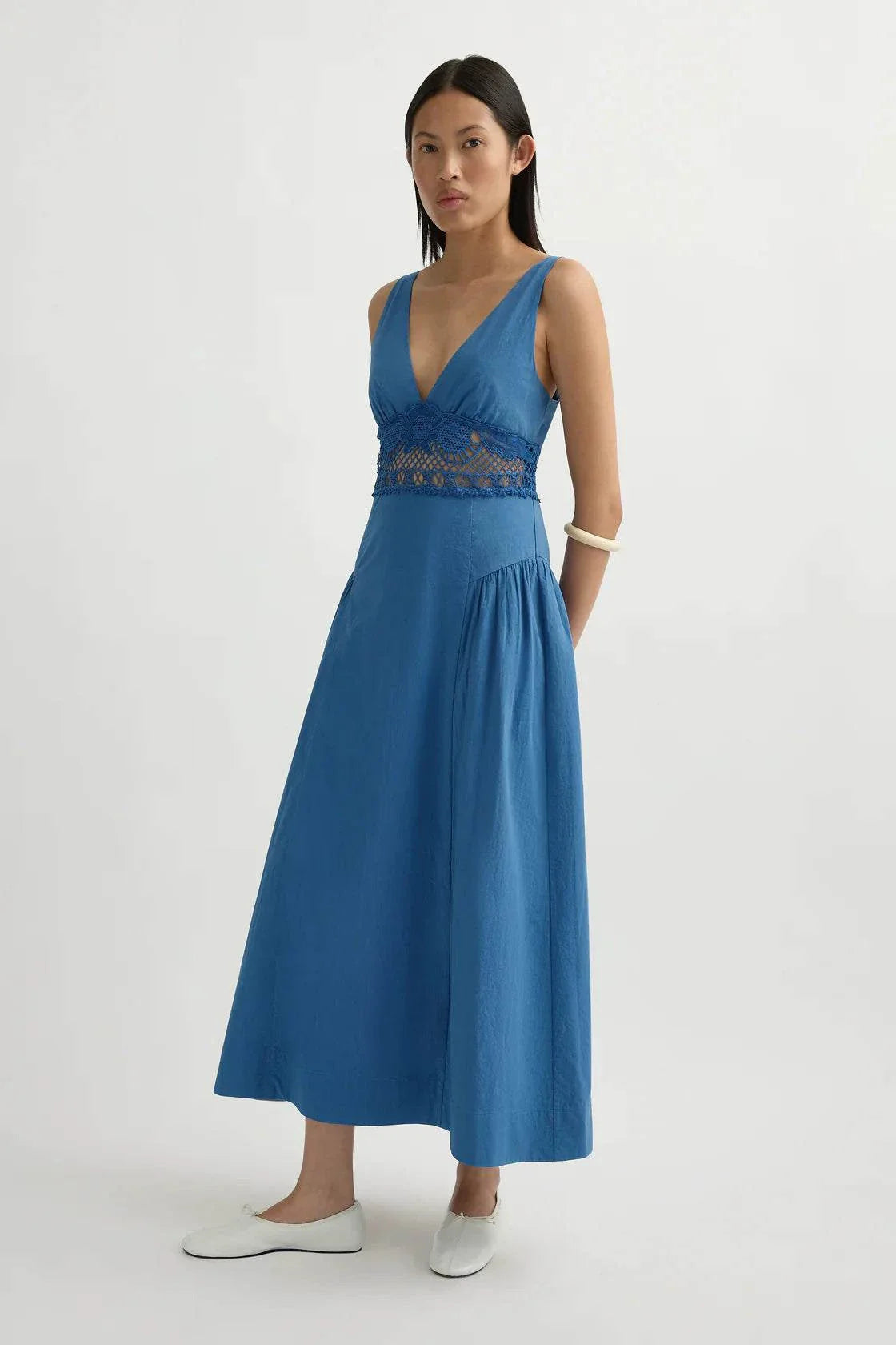 Posse Veda V Neck Dress Azure