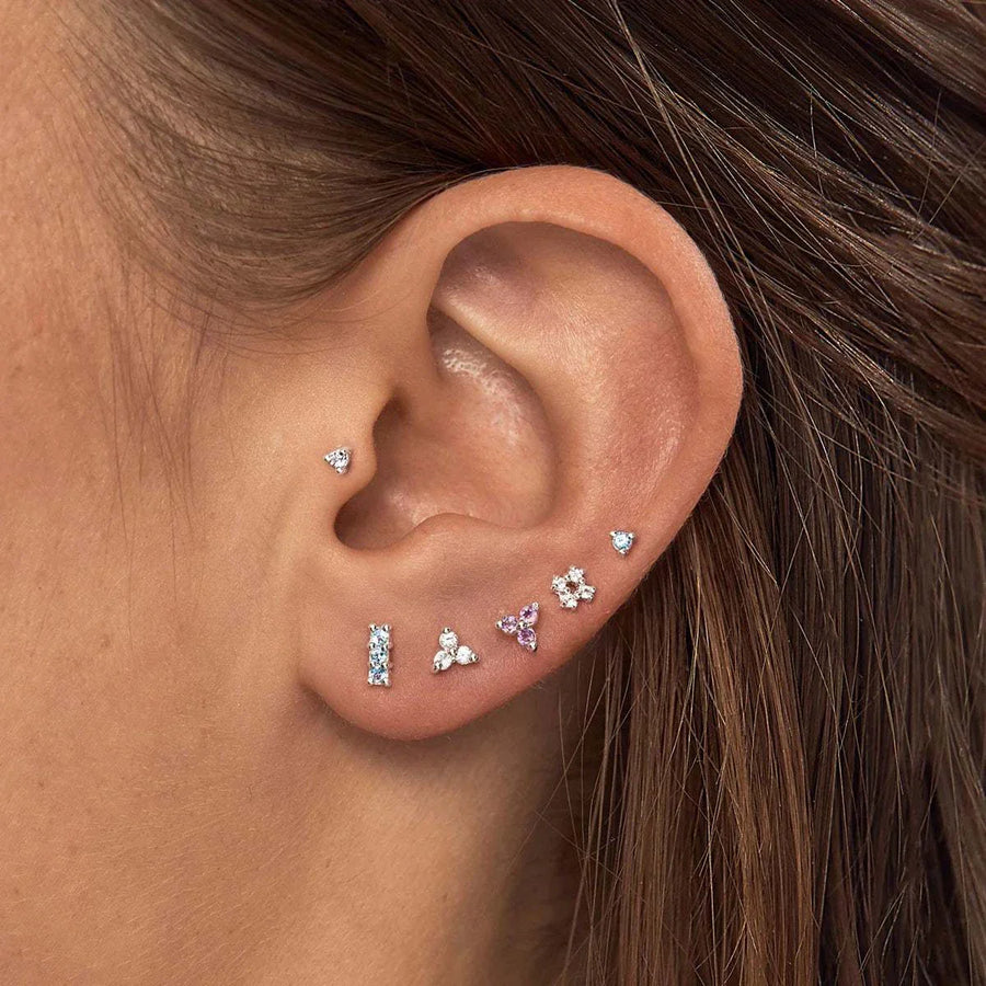 Midsummer Star Delicate White Topaz Stud Silver