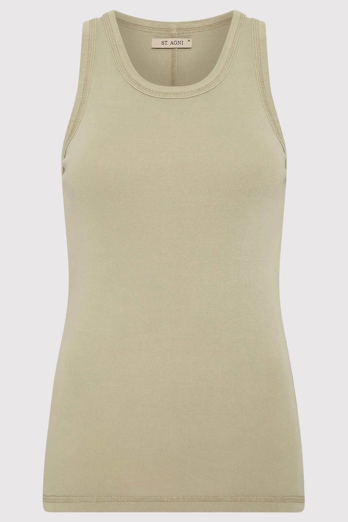 St Agni Organic Cotton Singlet Moss Grey