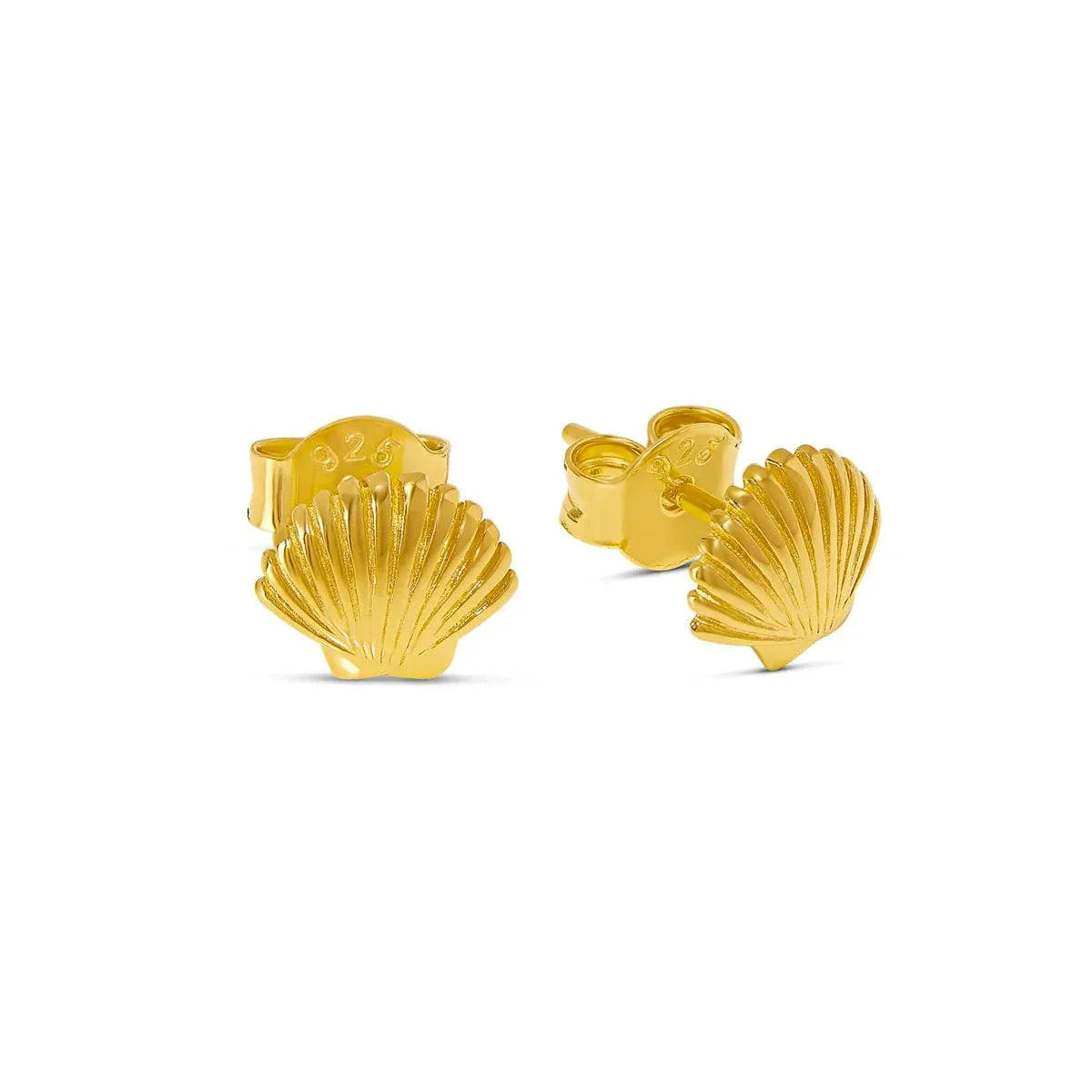 Midsummer Star Dainty Seashell Studs Gold