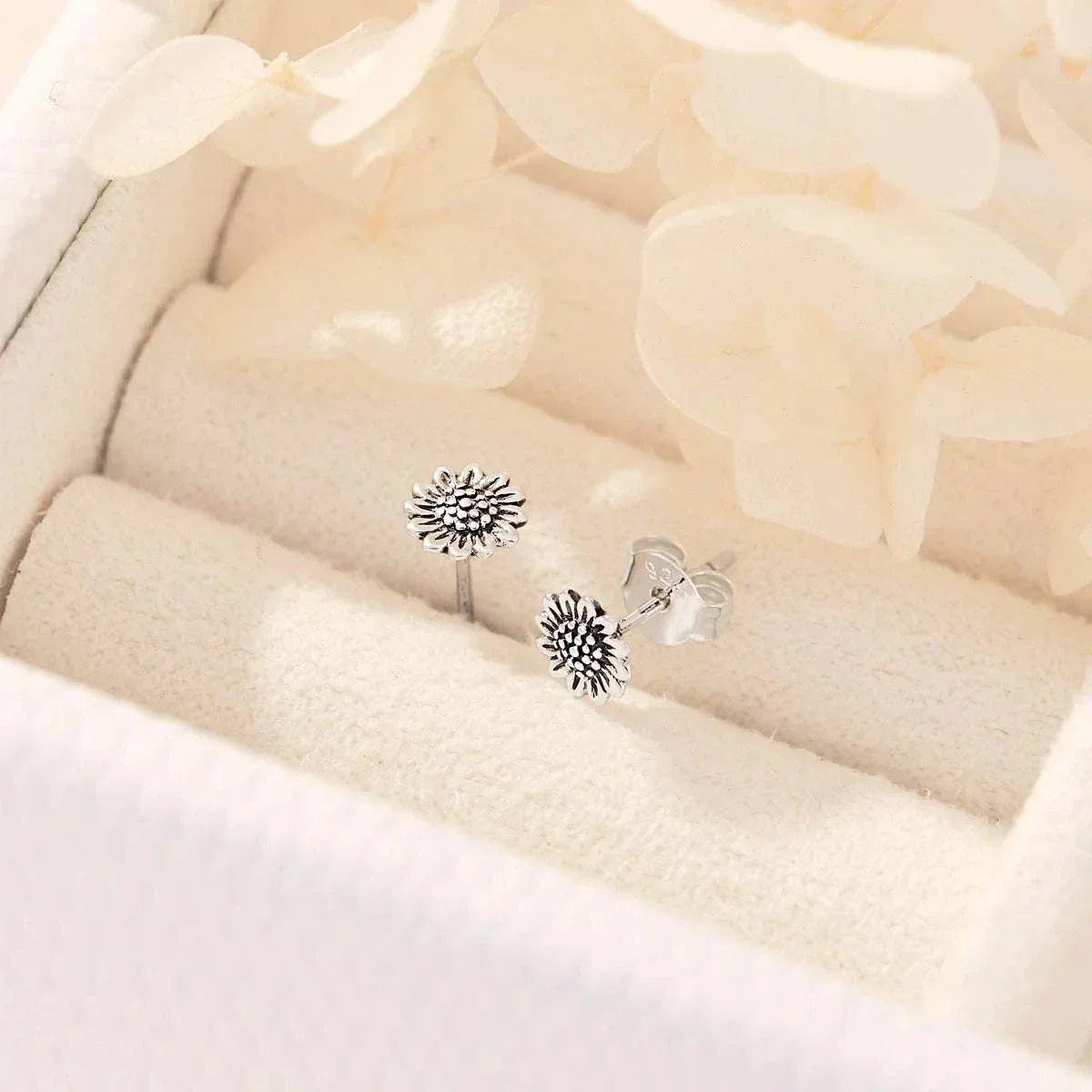 Midsummer Star Delicate Sunflower Studs Silver