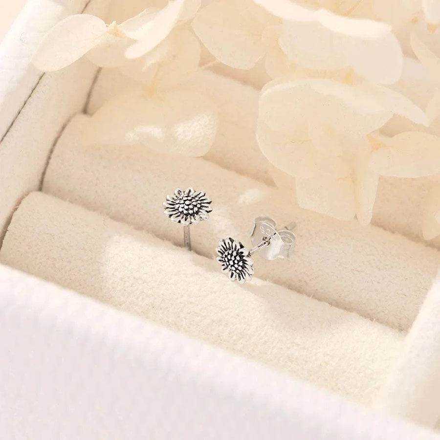 Midsummer Star Delicate Sunflower Studs Silver